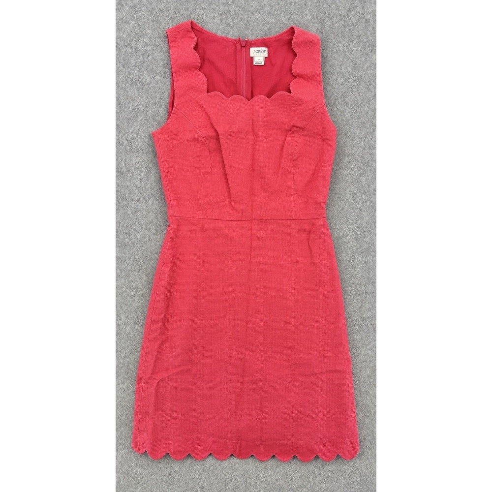 J.Crew Scalloped Sheath Dress Pink Coral Sleeveless Size 0